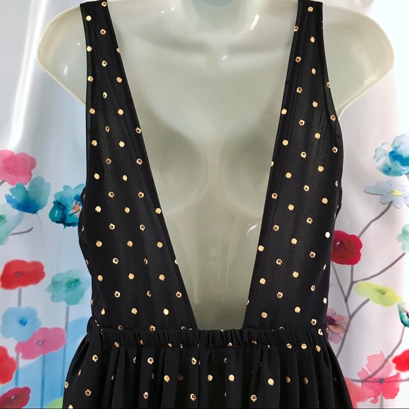 ๐ Dark Navy & Gold Backless Hi Lo Dress Sz L - Picture 4 of 7